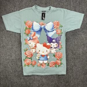 Hello Kitty & Friends Trio Sanrio Rose Frame Glitter T-Shirt Blue Sz(Sm) NWT!